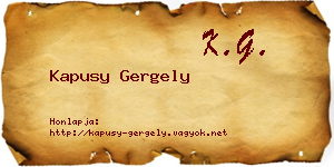 Kapusy Gergely névjegykártya